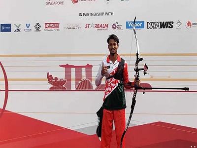 রুদ্ধশ্বাস লড়াইয়ে সোনা জিতলেন বাংলাদেশের আলিফ – এশিয়া কাপ আর্চারি